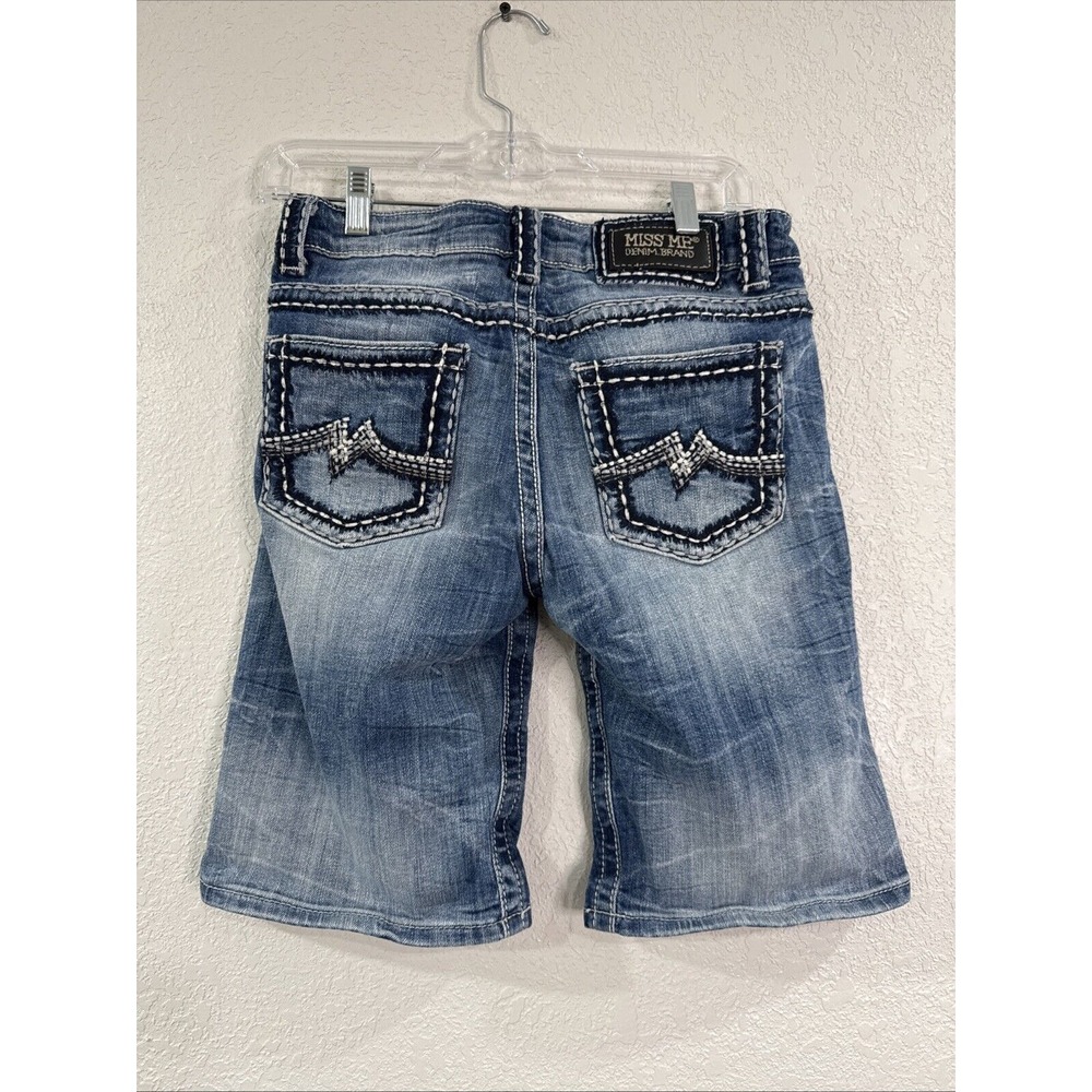 MISS ME Denim Women's Embellished Signature Rise Boyfriend Shorts Blue Jeans 26